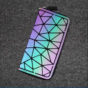 Iridescent Luminous Geometric Large Wallet - Rainbow, Rave, Party